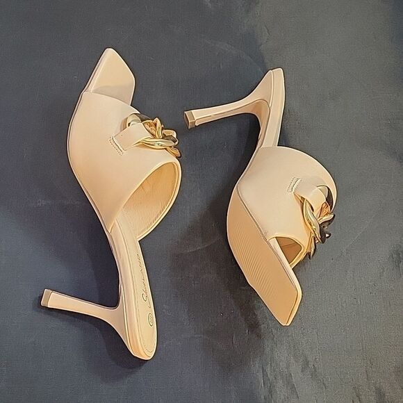 BRAND NEW SHOELAND SQUARE TOE SLIP-ON FOOT OPEN TOE GOLD CHAIN LINKING S…G1 - Picture 12 of 15